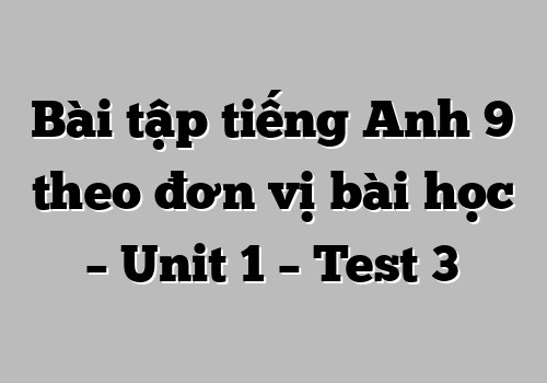 Bài tập tiếng Anh 9 theo đơn vị bài học – Unit 1 – Test 3